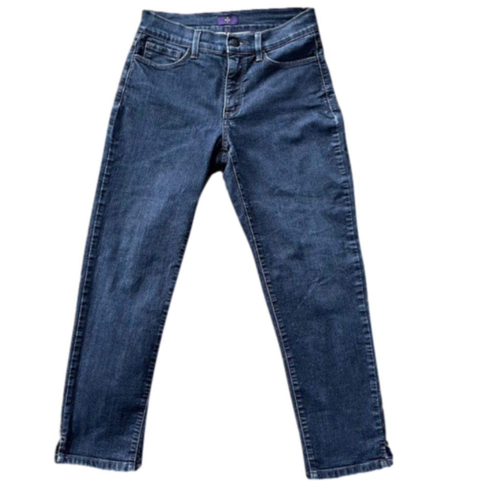 NYDJ Mom Fit Ankle Crop Lift Tuck Technology Medium Wash Blue Denim Jeans Size 6